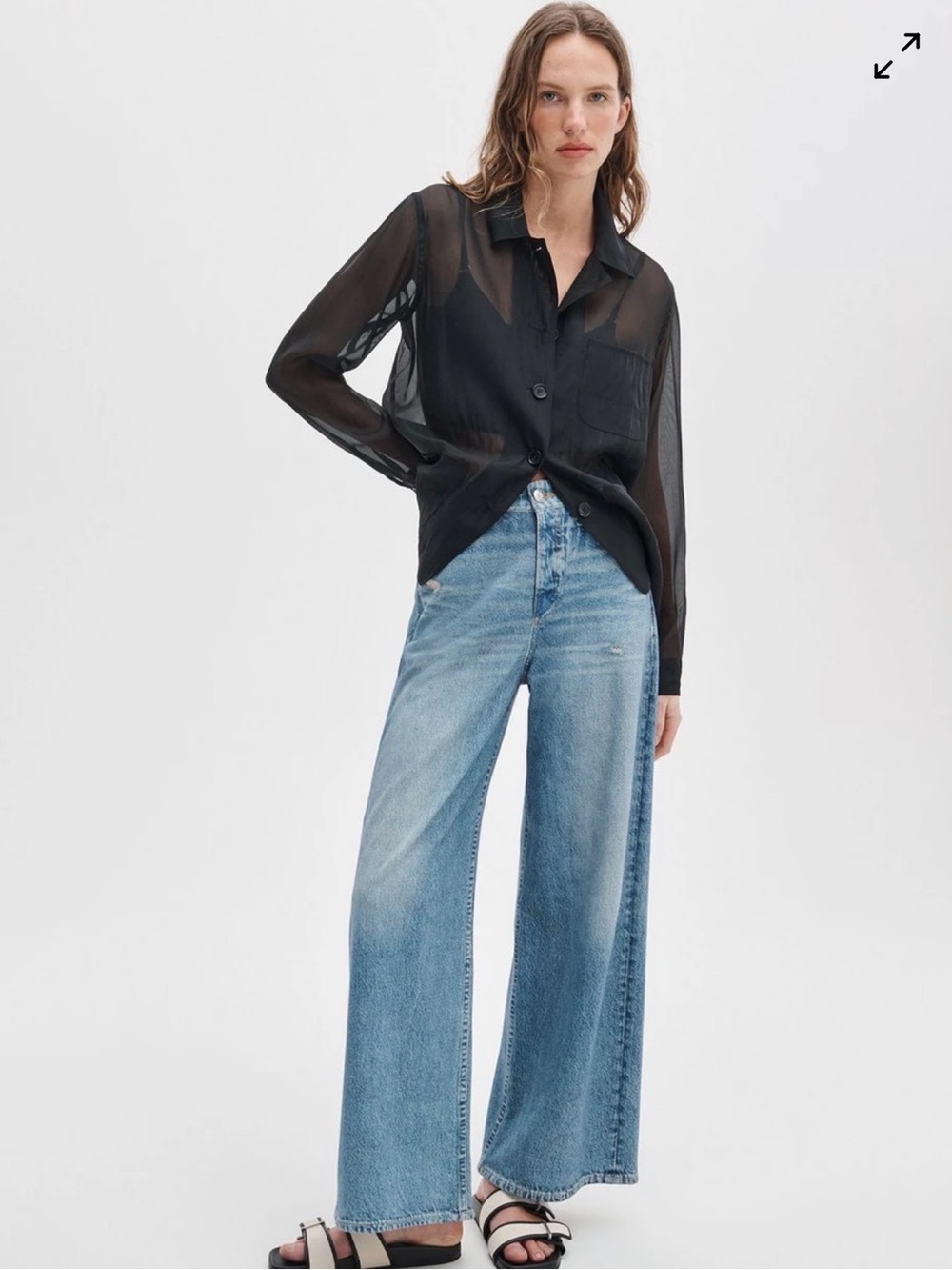 rag & bone Light Blue Miramar Wide-Leg Women's Jeans - Picture 3 of 4